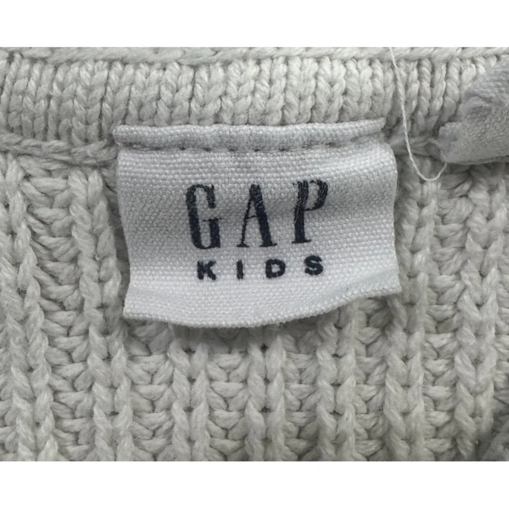 GAP Kids Girls Small 6-7 Ivory Cropped Shaker Knit Button Front Cardigan Sweater